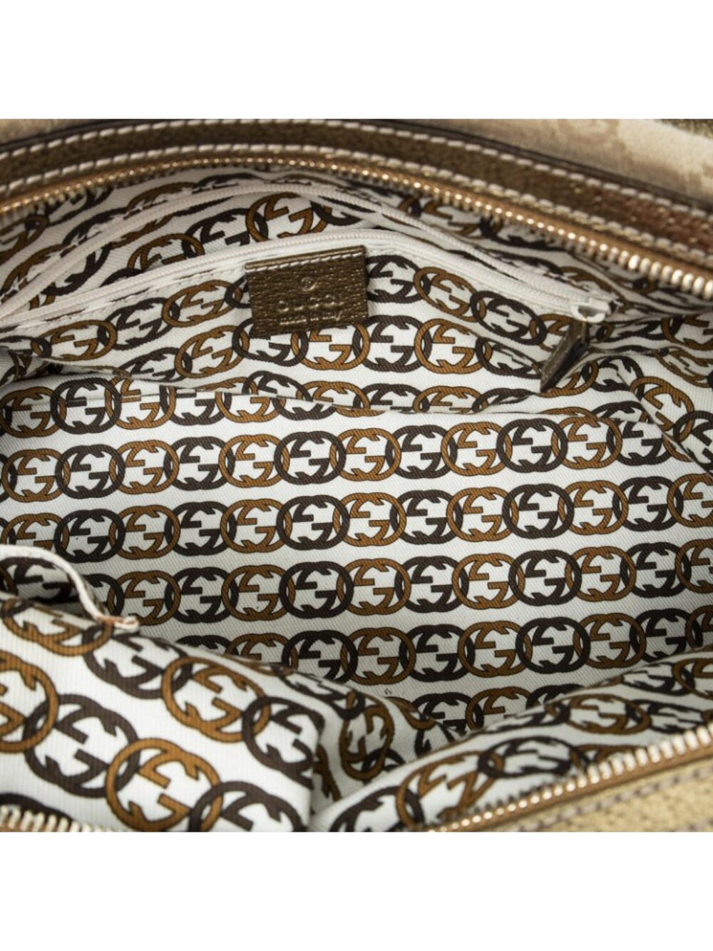 Gucci Princi Boston Beige Gold GG Canvas Messenger Bag - Picture 9 of 10